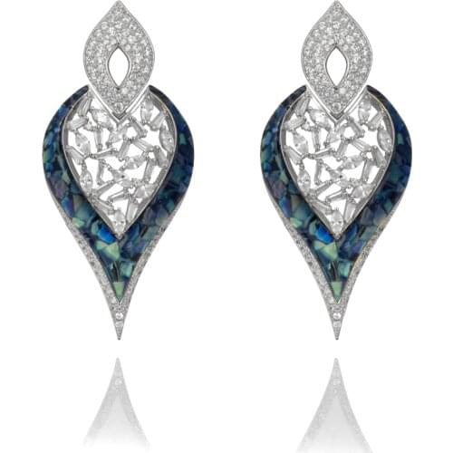 TIRIM Drop Dangle Earrings Abalone Shell Drip Oil Elegant AAA Zircon For women Wedding Banquet India Style Fashion