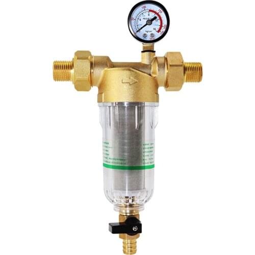 Water Pre Filter System 2/5 Inch&1 Inch Brass Mesh Prefilter Purifier W/ Reducer Adapter&Gauge