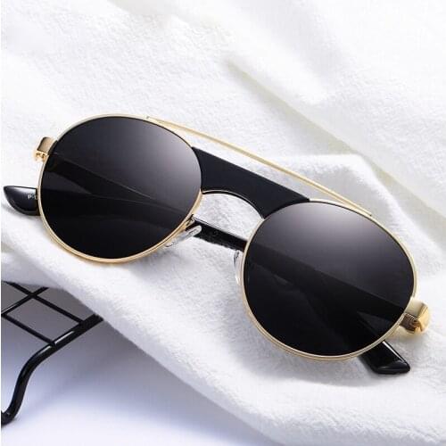 Retro Polarized Sunglasses Round Frame Unisex UV Outdoor Sports Dark Glasses Eye Protection Travel Holiday Fashion Glasses