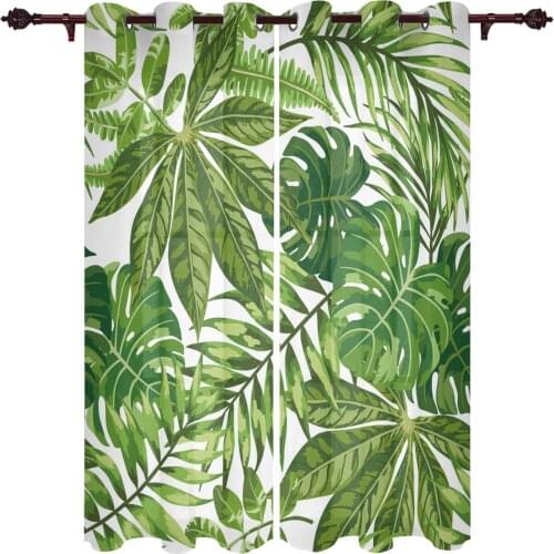 Modern Curtains Leaves Tropical Green Baby Room Bedroom Creative Window Curtains Kitchen Living Room Terrace Valance Curtains
