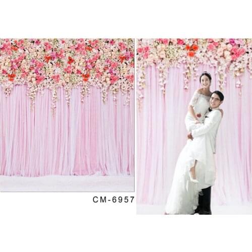 TR 7x5ft Flowers Vine Pink Curtain Indoor Vinyl Cloth Wedding Children Photography Backgrounds for Photo Studio Photo Backdrops