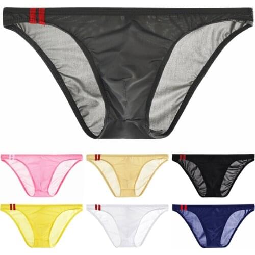 Hot Mens Sexy Breathable Underwear Ice Silk Men Briefs Seamless Panties Men Bikini Solid Low Waist Men Soft Lingerie Underpants
