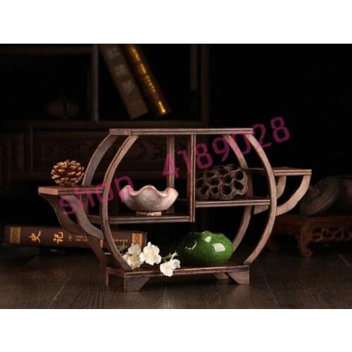 Solid wood chicken wing wood, Pot-shaped curio shelves, ornament pendulum rack