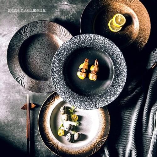 Japanese ceramic dinner plates Korean restaurant cold dish plate plateau de service household round daily tableware CN(Origin)