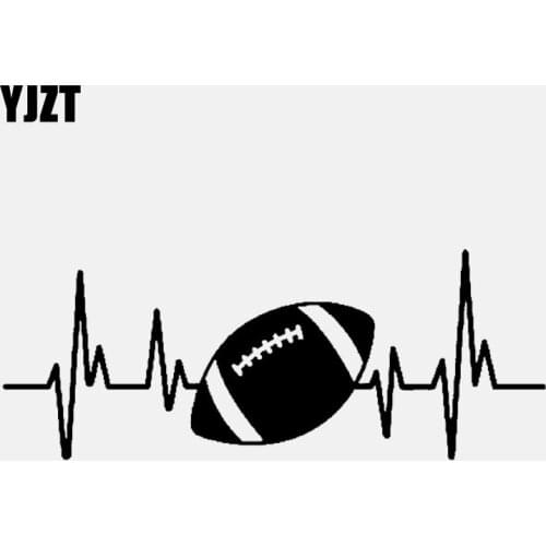 YJZT 14.7CM*5.7CM Football Heartbeat Football Lovers Players Vinyl Decal Car Sticker Black/Silver C3-1688