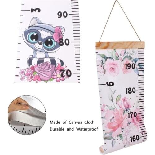 1PC Kids Height Ruler Wall Sticker Children Growth Chart Height Measuring Tool Cartoon Wall Hanging Decal High Quality Canvas
