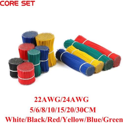 100Pcs 22AWG 24AWG Tin-Plated PCB Solder Cable 22AWG 5/6/8/10/15/20/30cm Jumper Wire Cable Tin Conductor Wires Connector Wire