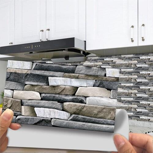 12PCS Imitation Brick Tile Stickers For Bathroom Kitchen Wallpaper Waterproof Self-adhesive DIY Wall Sticker Home Decor Decal