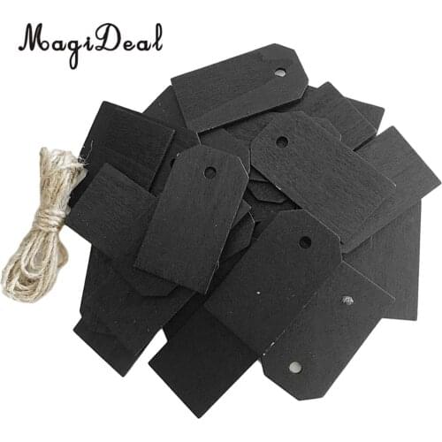 25x Blank Wood Blackboard Wooden Gift Tags Hanging Label Plaque Wedding Party Christmas Chalkboard Message Board 56x31mm