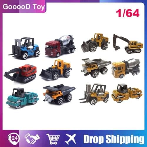 1/64 Diecast Alloy Engineering Vehicle Excavator Truck Model Car Collections Classic Educational Assemble Children Toys for Boy