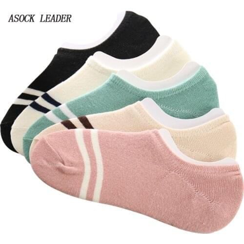 5 Pairs/Lot 2018 Spring&Summer New Cotton Womens SockS Two Bars Lady Stripe Female Casual Boat Socks For Women