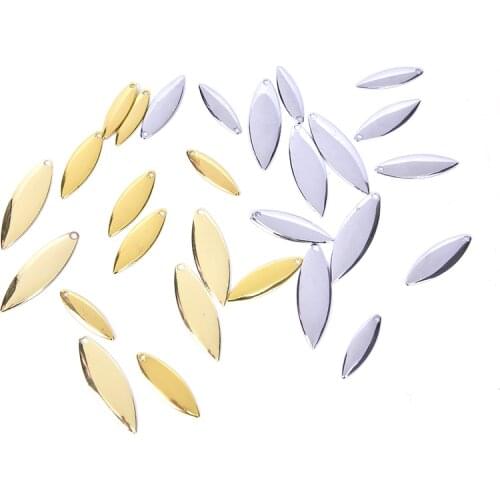 50Pcs Nickel Steel Willow Spinner Blades Smooth Finish, DIY Spinner bait Fishing Lures, Tackle Craft