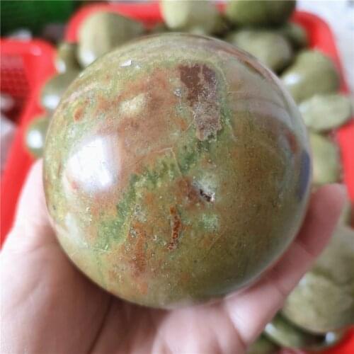 60-90mm Big Size Stone Ball Natural Green Opal Quartz Crystal Sphere Stone Crystal Ball Home Decor Gemstone Chakra
