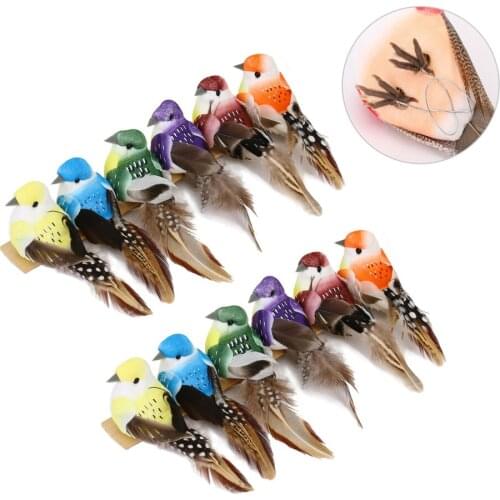 Yard Ornaments Garden Decoration Gardening Durable Clip 12pcs/set DIY Craft Plastic Creative Foam Props Artificial Feather Bird