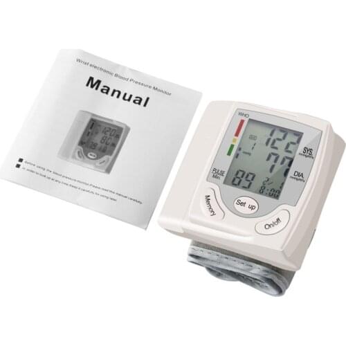 Automatic Digital LCD Display Wrist Blood Pressure Monitor Heart Beat Rate Pulse Meter Measure White Convenient Carry Drop ship