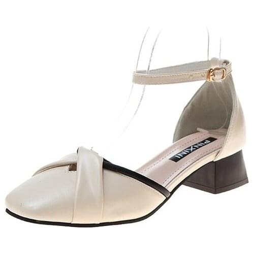 Sandals Female Fairy WindTide Shoes New Korean Version Of The Wild Thick With High Heel Open Toe Word Buckle Shoes Roman Shoes