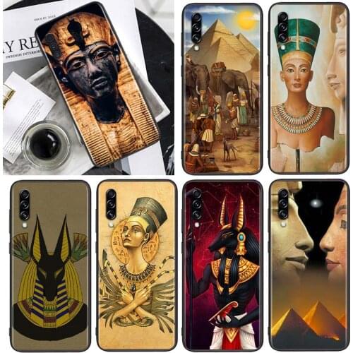 Egypt Nefertiti Anubis Ankh for Samsung Galaxy A90 A80 A70 A60 A50 A40 M30 A20E A2Core A10S A10E Soft Black Phone Case