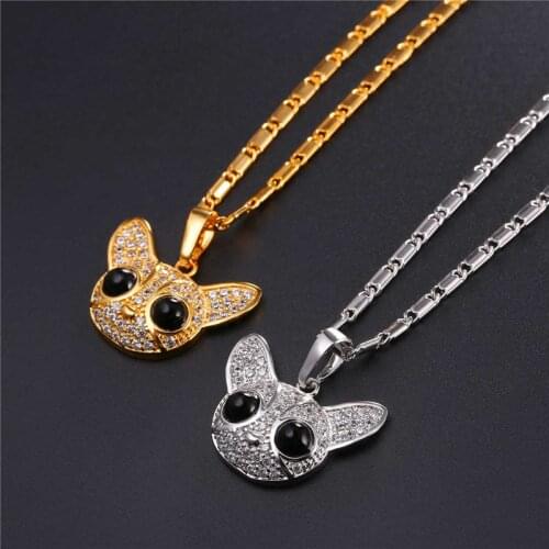 Collare Dog Pendant Chihuahua Gold/Silver Color Necklaces & Pendants Cubic Zirconia Crystal Jewelry Animal Necklace Women P095
