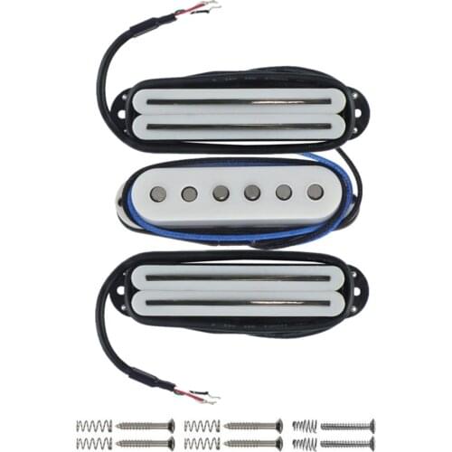 FLEOR 3pcs/Set Ceramic Hot Rail Pickups & Staggered Alnico 5 Guitar Single Coil Pickup White for SSS Guitar