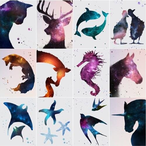 5D DIY Colorful Space Silhouette Animal Unicorn Diamond Painting Art Diamond Embroidery Full Round&Square Drill Home Decoration
