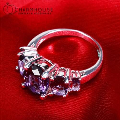 Pure Silver Crystal Rings For Women Cubic Zirconia Finger Ring Size 6/7/8/9 Anillo Bague Femme Wedding Jewelry Accessories Gifts