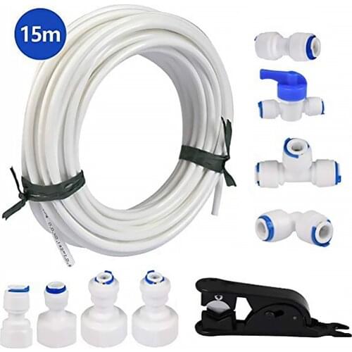 1 Set Water Supply Hose and Inline Shut-off Valve Water Tube Refrigerator Connectors Kit for Water Filter System Pipe fitting