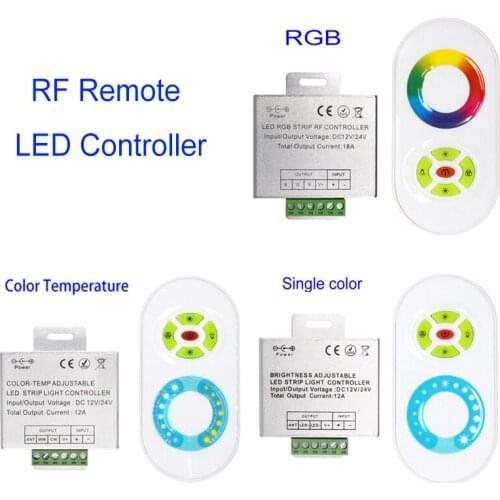 DC12-24V RF-433 Touch dimming 18A Aluminum shell controller for For 5050 2835 3528 Single Color ColorTemperature RGB LED Strip