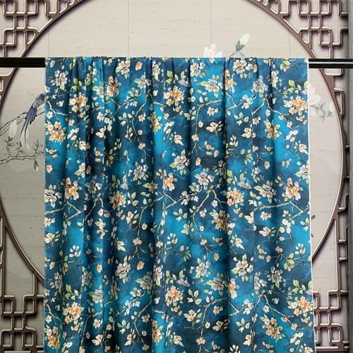 Red Raspberry 18momme Elastic Crepe Silk Flowers Printed Fabrics Garment Materials Women Dress DIY Sewing Cloth Freeshipping