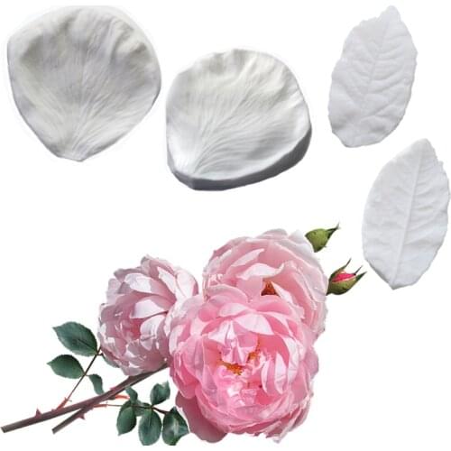 Austin Roses Petal & Leaf Molds Fondant Cakes Decor Tools Silicone Molds Sugarcraft Chocolate Baking Tools Cakes Gumpaste Form
