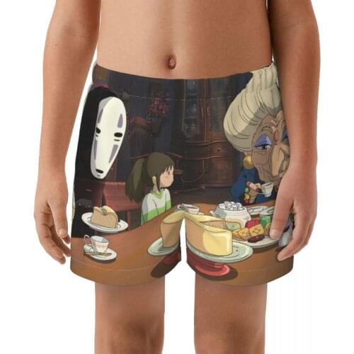 Spirited Away Summer Swimming Trunks boy Swim Trunks Male Printing Swim Shorts Beach Surf Swimsuit Elastic Bathing Suit Swimwear