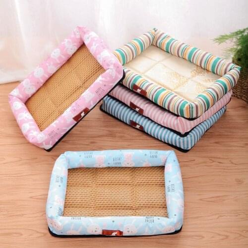 Summer Dog Bed Cat Cushion Puppy Sleep Nest For Small Medium Large Dog Cat Cool Mat Pet Kennel Cooling Rattan Matress