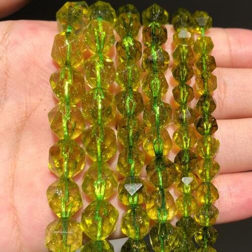 Natural Faceted Green Peridot Stone Beads Gem Round Loose Spacer Beads For Jewelry Making DIY Bracelets 15'Strand 6/8/10mm