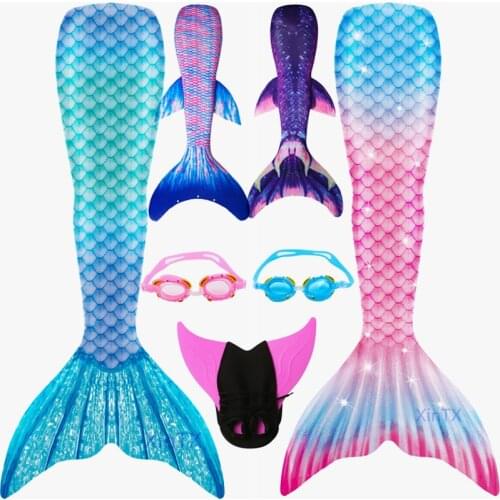Fancy NEW Little Mermaid Tails With Monofin Swimwear for Kids Adults summer Dress swimmable Suit Mermaid Costume