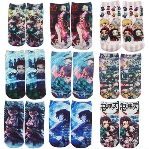 Demon Slayer Elastic Boat Socks Four Seasons General Leisure Sports Socks Sweat absorption Deodorization Cartoon Sock