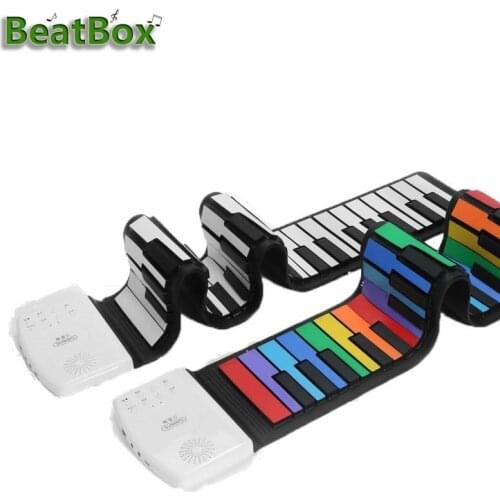 Portable 49 Keys Digital Keyboard Roll-Up Piano Silicone Electric Hand Piano Gift for Kids Child Toy Musical Instruments