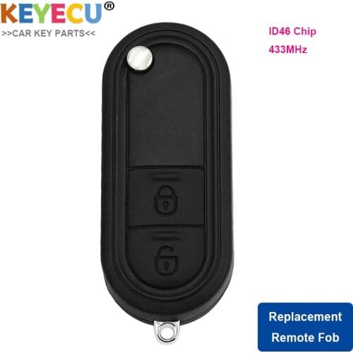 KEYECU Flip Folding Remote Control Car Key for MG 3 MG3, Replacement Fob 2 Buttons - 433MHz Frequency - ID46 Chip