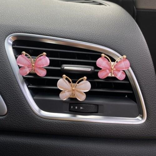 Beautiful color butterfly shape Car decoration clip Crystal butterfly lady car air conditioner decoration