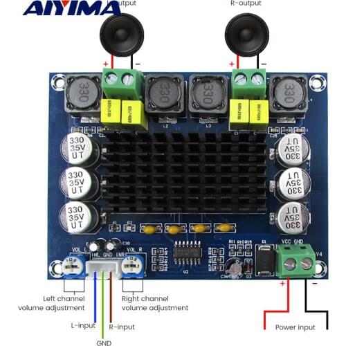 AIYIMA Amplificador Audio TPA3116D2 Hifi Power Digital Amplifier 120Wx2 Mini Amp Two Channel Stereo Amplifier DIY Sound Speaker