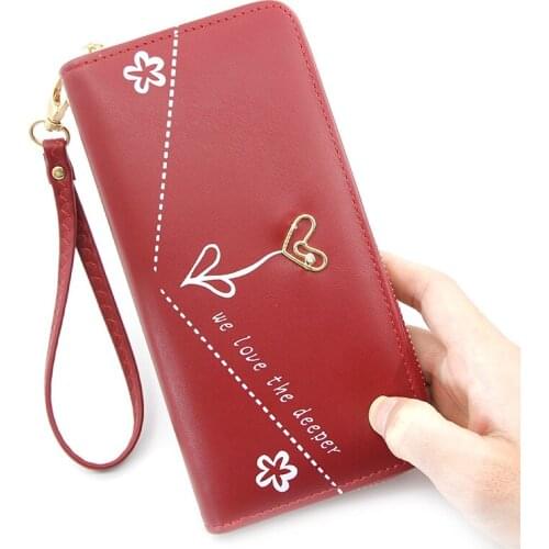 High Quality Ladies Long Wallets Korean Version Flower PU Leather Zipper Clutch Bag Casual Fashion Coin Purse Wallet for Women