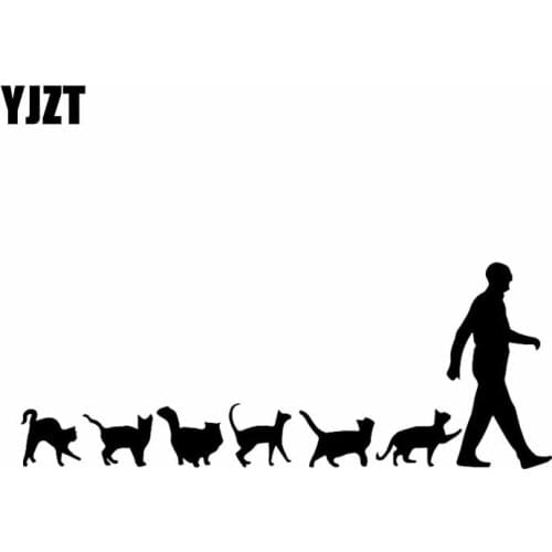 YJZT 18X7CM Cats Crazy Old Cat Man Cute Funny Car Window Decal Vinyl Car Sticker Pets Black/Silver C24-1706