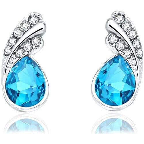 QiLeSen Fine jewelry 925 sterling silver suitable for ladies wedding earrings floating sea blue earrings yw084
