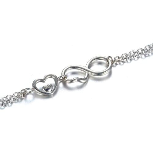 2019 Ethnic 925 Silver Charm Bracelet Women Chain Bowknot Dainty Thin Bow Heart Bracelet Jewelry Female Girl Cute Pulseira