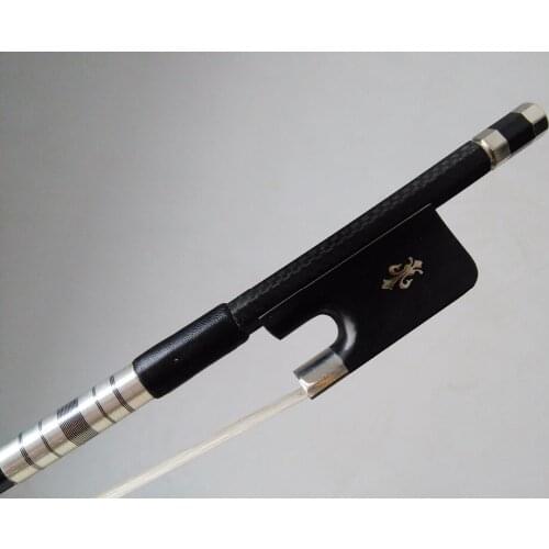 1 PC Double Bass Bow 3/4 With Grids decoration Strong Carbon Bow Ebony Frog