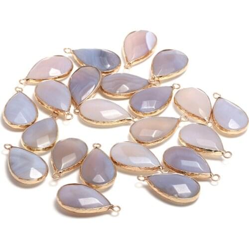 1Pcs Natural Stone Charms Pendant Faceted Grey Agates Pendants for Jewelry Making DIY Necklace Earrings Accessories Fine Gift