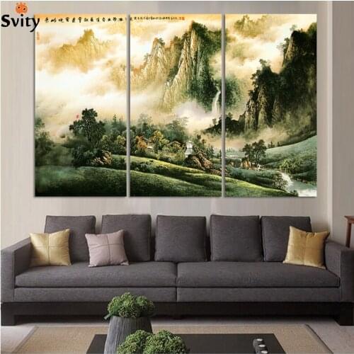 3pcs/set Landscape Oil Painting Print On Canvas Home Decoration for restaurant & livingroom Wall Art Wholesale no frame