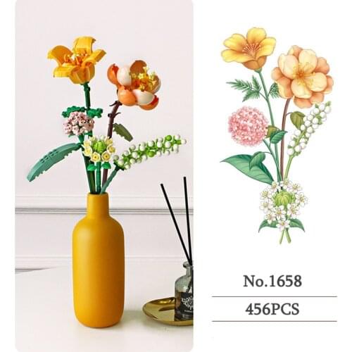 456 Piece Building Block Bouquet Model Girl Gift Toy DIY Home Bouquet Decoration Immortal Flower Arrangement Assembled Toy Set
