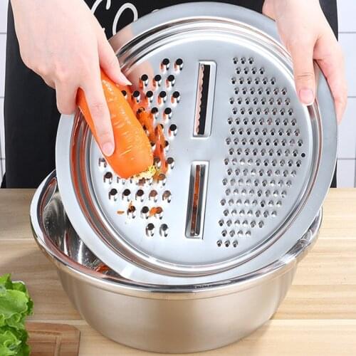 5 in 1 Stainless Steel Drain Pot Strainer Basket Food Chopper Vegetable Cutter Peeler Hand Held Slicer Grater Kitchen Accessorie