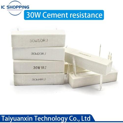 30W Cement Ceramic Power Resistance 5% 0.5-300R 1.2 2 2.5 3 4 5 6 8 10 12 15 20 22 25 30 47 50 68 82 100 120 150 180 200 220Ohm