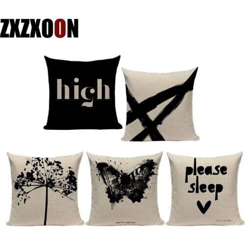 Decorative Throw Pillows Case Black White Plant Trees Animals Letter Sofa Home Decor Cushion Cover for Living Room Decoration