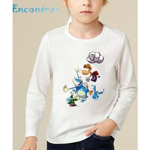 Boys Rayman Legends Adventures Game Cartoon Print T shirt Baby Girls Long Sleeve T-shirt Kids Casual Funny Tops,LKP5204